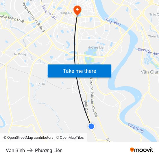 Văn Bình to Phương Liên map