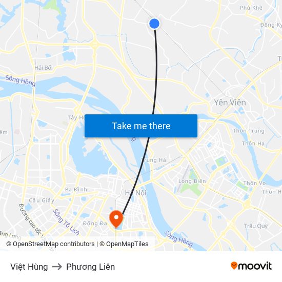 Việt Hùng to Phương Liên map