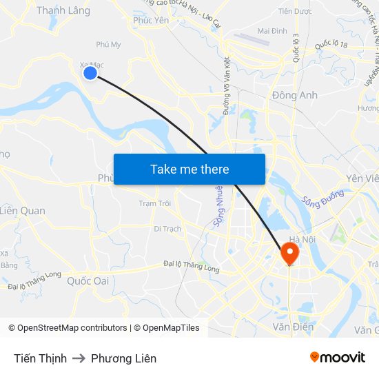 Tiến Thịnh to Phương Liên map