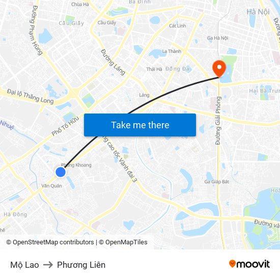 Mộ Lao to Phương Liên map
