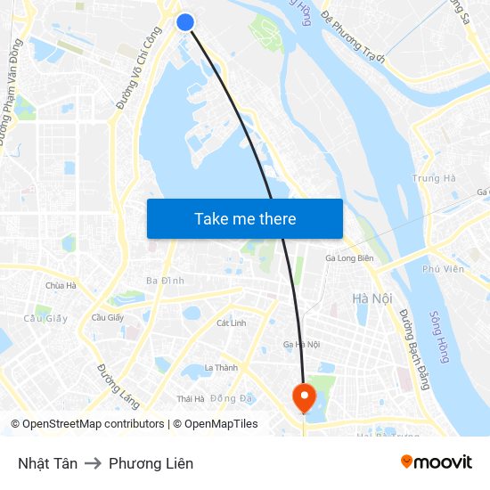 Nhật Tân to Phương Liên map