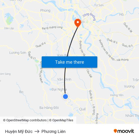 Huyện Mỹ Đức to Phương Liên map