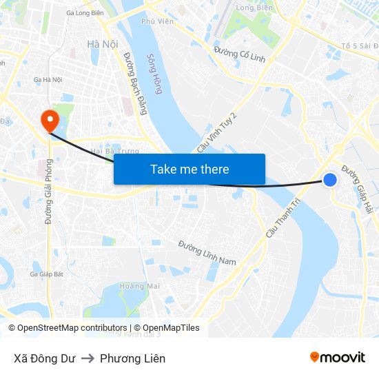 Xã Đông Dư to Phương Liên map