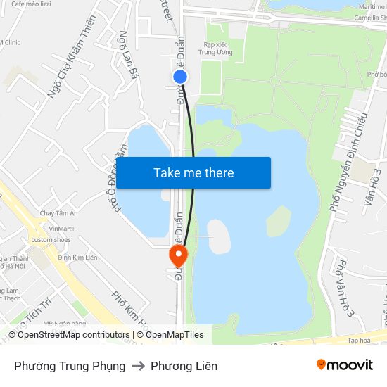 Phường Trung Phụng to Phương Liên map