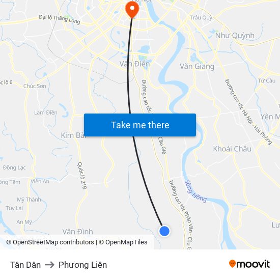 Tân Dân to Phương Liên map