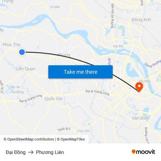 Đại Đồng to Phương Liên map