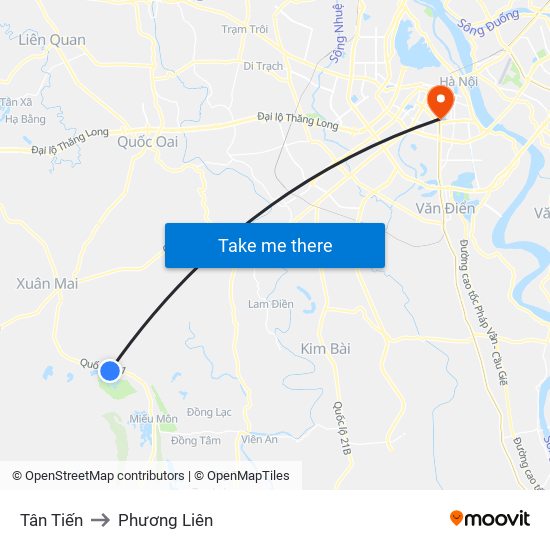 Tân Tiến to Phương Liên map