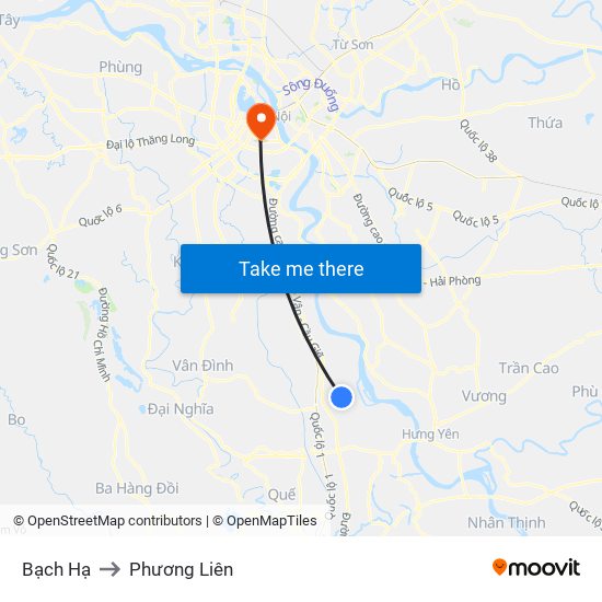 Bạch Hạ to Phương Liên map