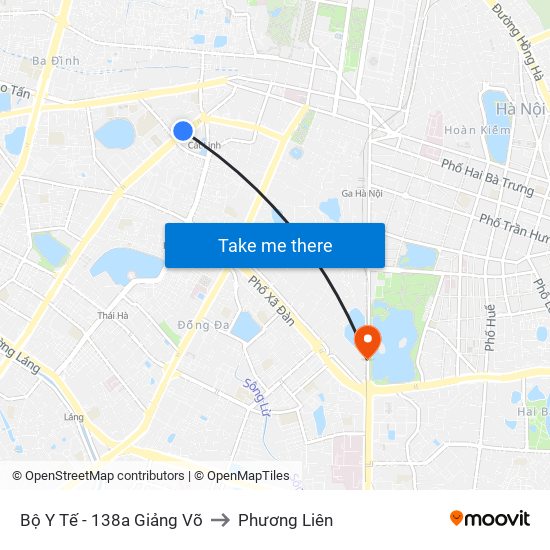 Bộ Y Tế - 138a Giảng Võ to Phương Liên map