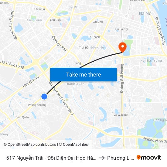 517 Nguyễn Trãi - Đối Diện Đại Học Hà Nội to Phương Liên map