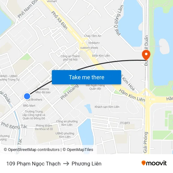 109 Phạm Ngọc Thạch to Phương Liên map