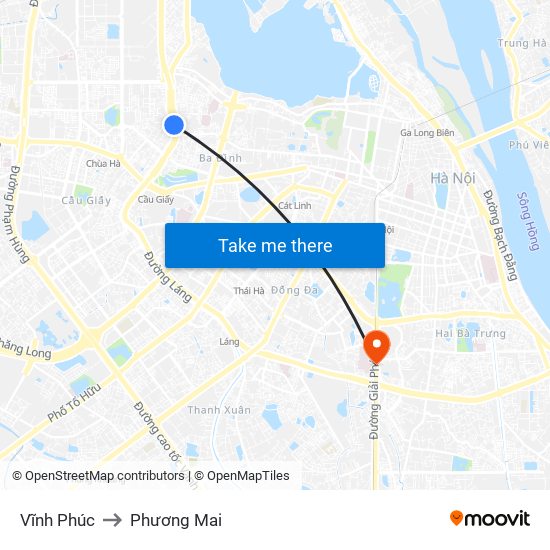 Vĩnh Phúc to Phương Mai map