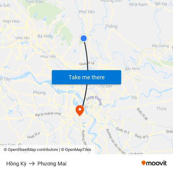 Hồng Kỳ to Phương Mai map