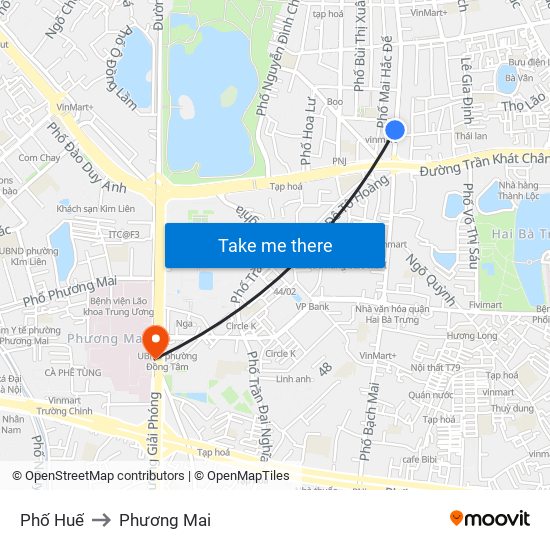 Phố Huế to Phương Mai map