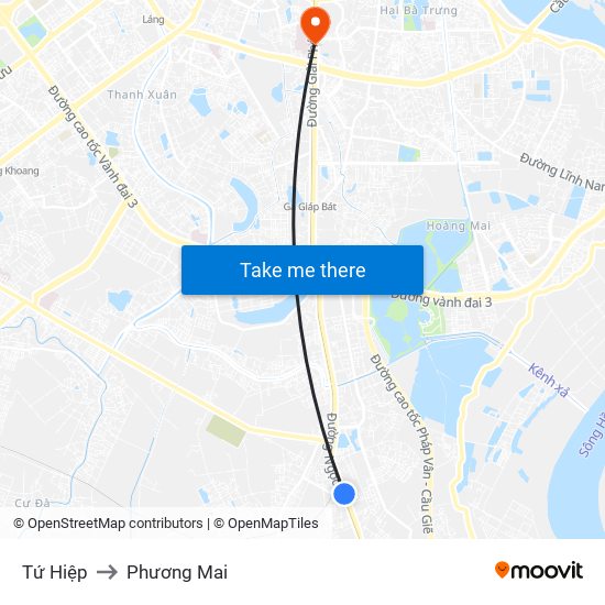 Tứ Hiệp to Phương Mai map