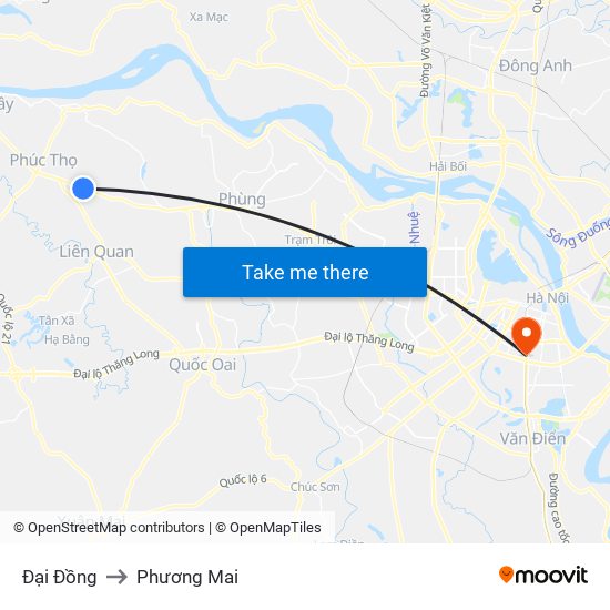 Đại Đồng to Phương Mai map