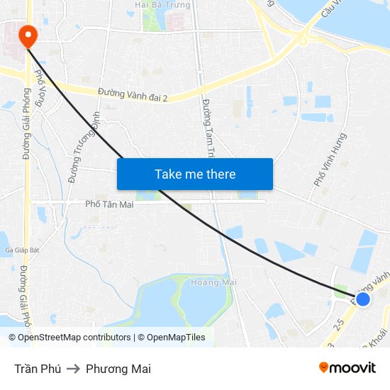 Trần Phú to Phương Mai map
