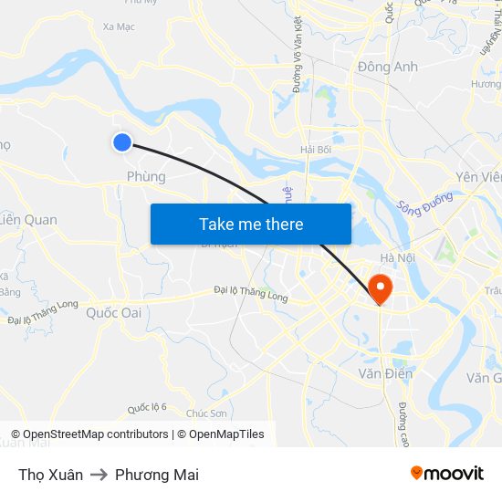 Thọ Xuân to Phương Mai map