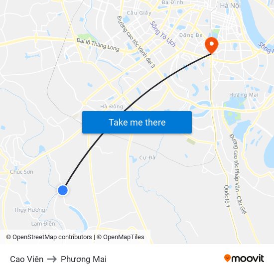 Cao Viên to Phương Mai map