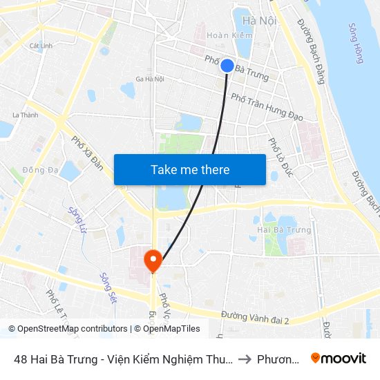 48 Hai Bà Trưng - Viện Kiểm Nghiệm Thuốc Trung Ương to Phương Mai map