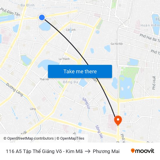 116 A5 Tập Thể Giảng Võ - Kim Mã to Phương Mai map