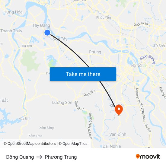 Đông Quang to Phương Trung map