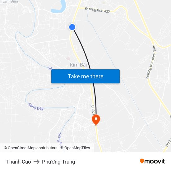 Thanh Cao to Phương Trung map