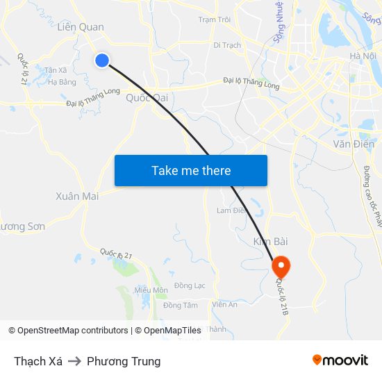 Thạch Xá to Phương Trung map