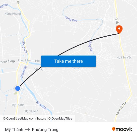 Mỹ Thành to Phương Trung map