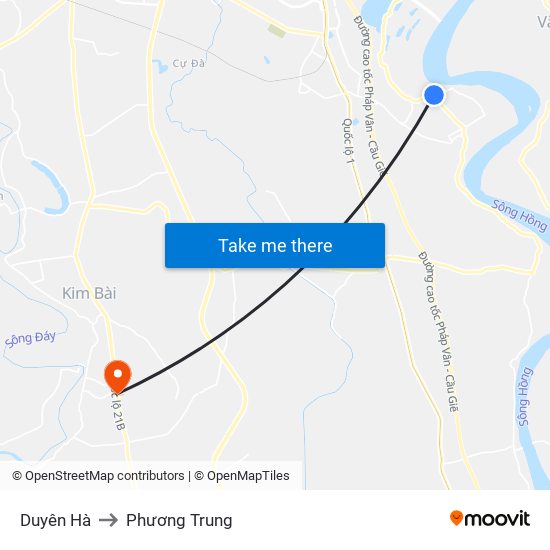 Duyên Hà to Phương Trung map