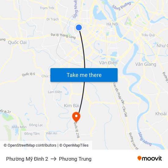 Phường Mỹ Đình 2 to Phương Trung map