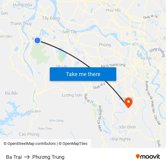 Ba Trại to Phương Trung map