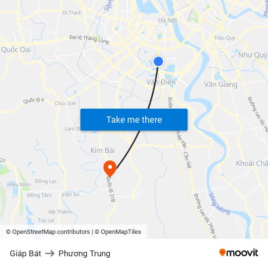 Giáp Bát to Phương Trung map