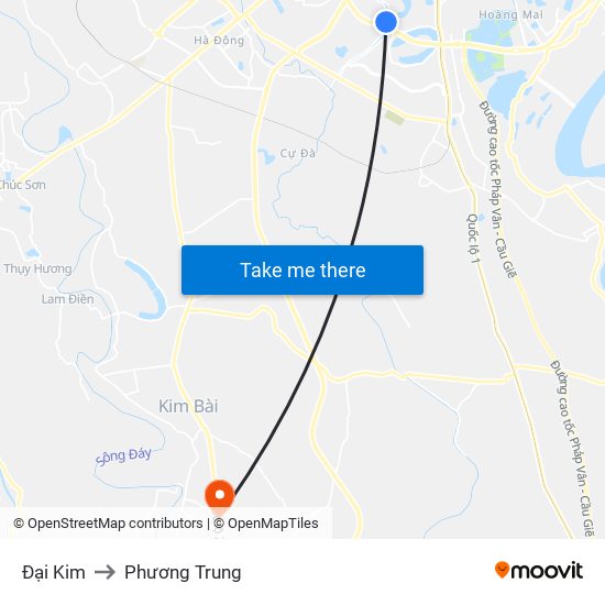 Đại Kim to Phương Trung map