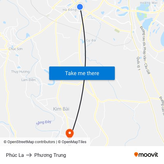 Phúc La to Phương Trung map