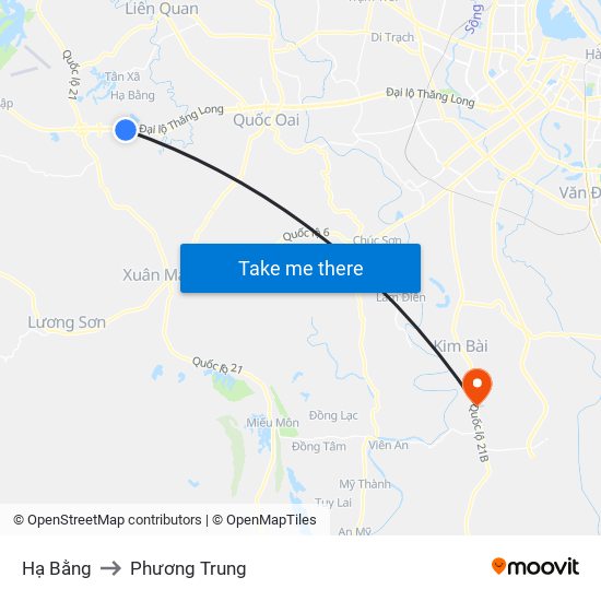 Hạ Bằng to Phương Trung map