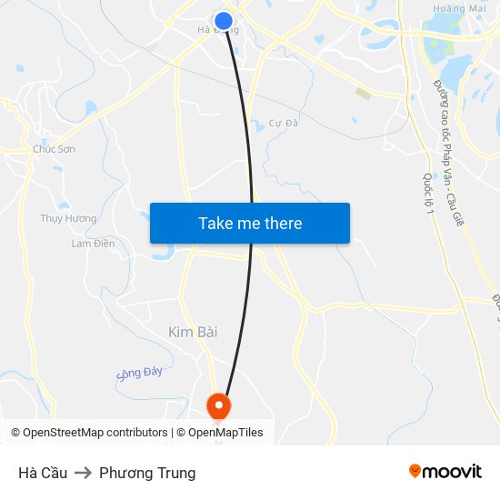 Hà Cầu to Phương Trung map