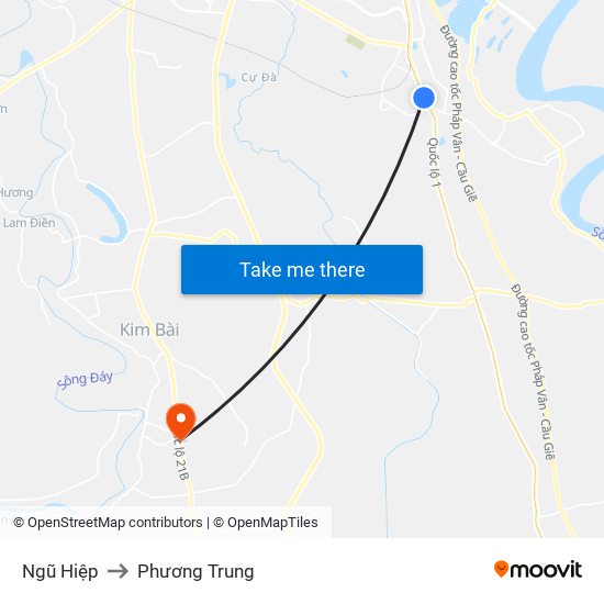 Ngũ Hiệp to Phương Trung map