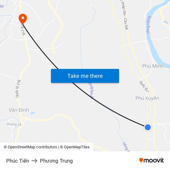 Phúc Tiến to Phương Trung map