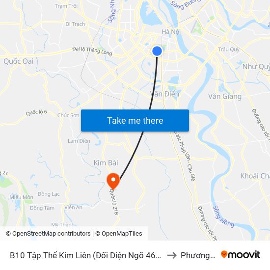 B10 Tập Thể Kim Liên (Đối Diện Ngõ 46b Phạm Ngọc Thạch) to Phương Trung map