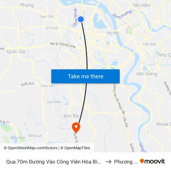 Qua 70m Đường Vào Công Viên Hòa Bình - Phạm Văn Đồng to Phương Trung map