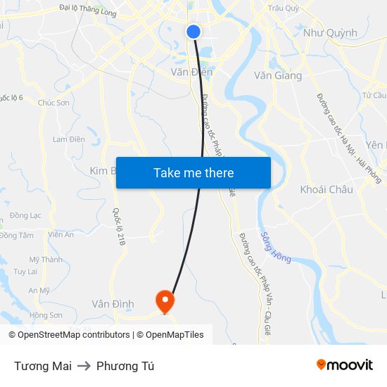 Tương Mai to Phương Tú map