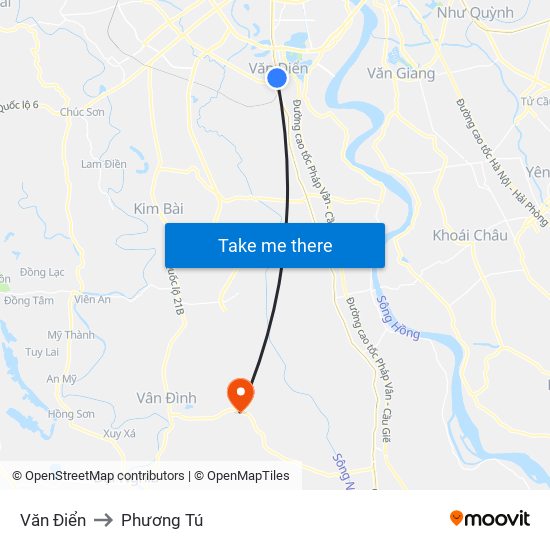 Văn Điển to Phương Tú map