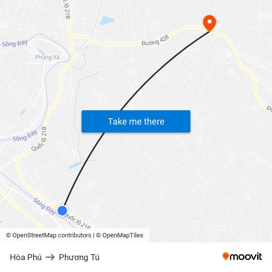 Hòa Phú to Phương Tú map