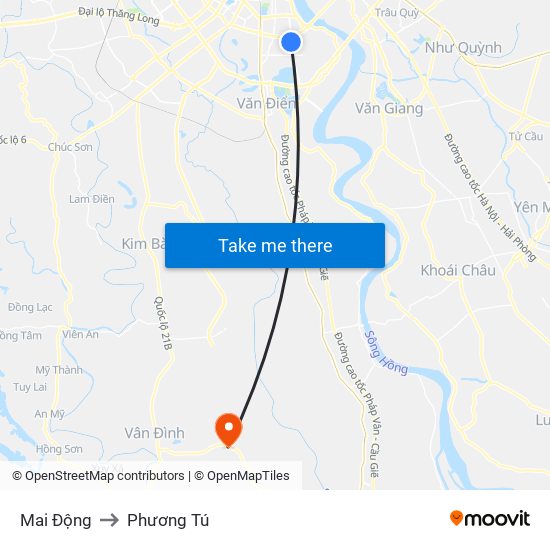 Mai Động to Phương Tú map