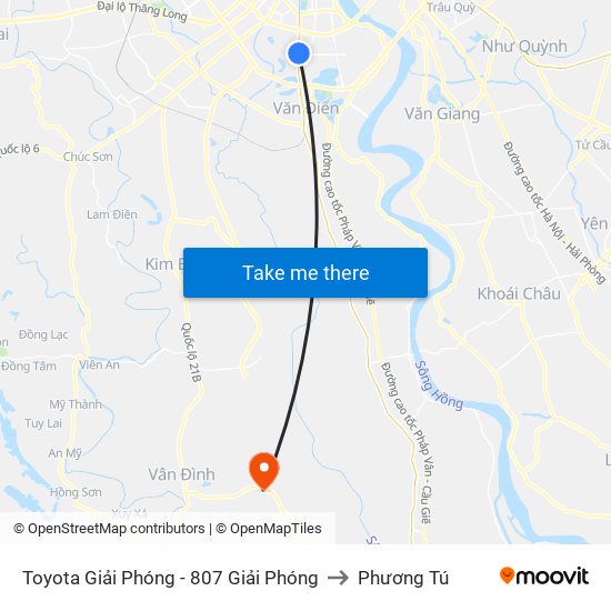 Toyota Giải Phóng - 807 Giải Phóng to Phương Tú map