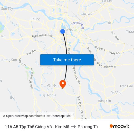 116 A5 Tập Thể Giảng Võ - Kim Mã to Phương Tú map