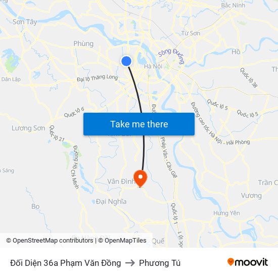 Chung Cư Greenstars- Phạm Văn Đồng to Phương Tú map