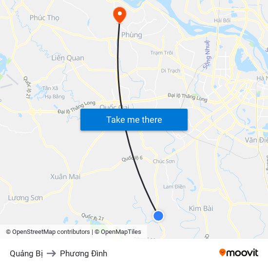 Quảng Bị to Phương Đình map