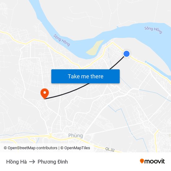 Hồng Hà to Phương Đình map